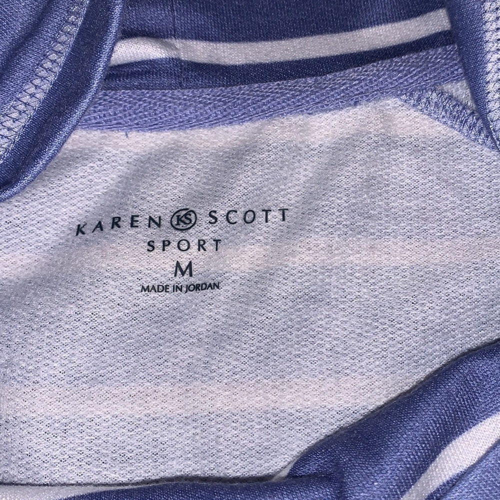 Karen Scott women’s striped long sleeve blue cowl neck top size medium - Picture 5 of 5